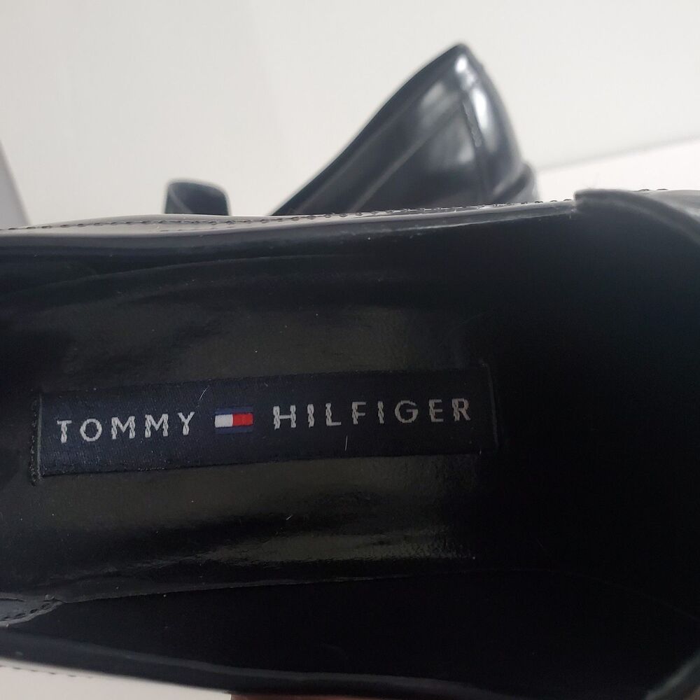 VTG Tommy Hilfiger Women’s Loafers Size 7 Black Patent Loafer Block Heel Y2K - Picture 5 of 13